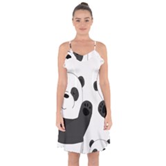 Cute Pandas Ruffle Detail Chiffon Dress by Valentinaart