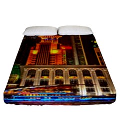 Shanghai Skyline Architecture Fitted Sheet (california King Size) by BangZart