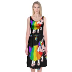 Unicorn Sheep Midi Sleeveless Dress by Valentinaart