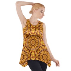 Golden Mandalas Pattern Side Drop Tank Tunic by linceazul