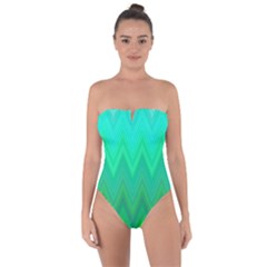 Green Zig Zag Chevron Classic Pattern Tie Back One Piece Swimsuit by Nexatart