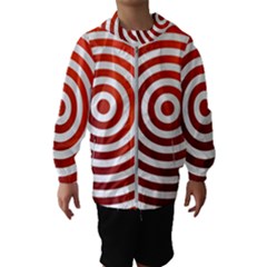 Concentric Red Rings Background Hooded Wind Breaker (kids) by Nexatart