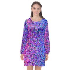 Triangle Tile Mosaic Pattern Long Sleeve Chiffon Shift Dress  by Nexatart