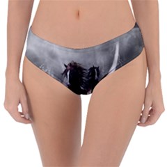 Awesome Wild Black Horses Running In The Night Reversible Classic Bikini Bottoms by FantasyWorld7