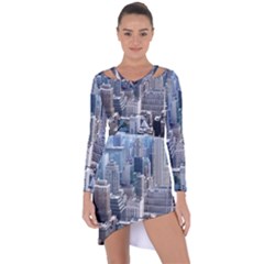 Manhattan New York City Asymmetric Cut-out Shift Dress by Nexatart