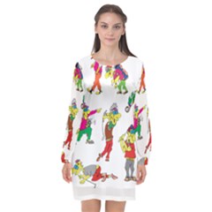 Golfers Athletes Long Sleeve Chiffon Shift Dress  by Nexatart