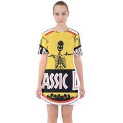 Jurassic Dad Dinosaur Skeleton Funny Birthday Gift Sixties Short Sleeve Mini Dress by PodArtist