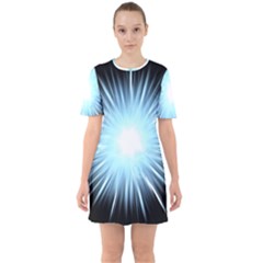 Bright Light On Black Background Sixties Short Sleeve Mini Dress by Mariart