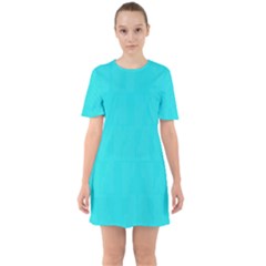 Line Blue Sixties Short Sleeve Mini Dress by Mariart