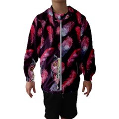 Boho Owl And Feather Pattern Hooded Wind Breaker (kids) by paulaoliveiradesign