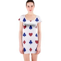 Playing Cards Hearts Diamonds Short Sleeve Bodycon Dress by Mariart