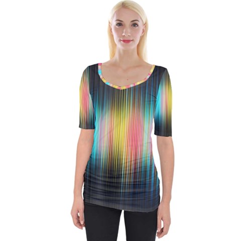 Sound Colors Rainbow Line Vertical Space Wide Neckline Tee by Mariart