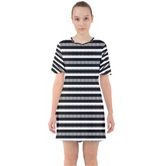 Tribal Stripes Black White Sixties Short Sleeve Mini Dress by Mariart