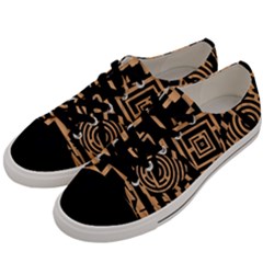 Wooden Cat Face Line Arrow Mask Plaid Men s Low Top Canvas Sneakers by Mariart