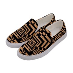 Wooden Cat Face Line Arrow Mask Plaid Women s Canvas Slip Ons by Mariart