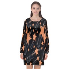 Guitar Star Rain Long Sleeve Chiffon Shift Dress  by SpaceyQT