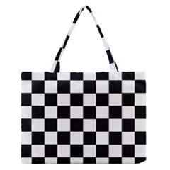 Grid Domino Bank And Black Zipper Medium Tote Bag by Nexatart