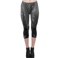 Black Rays Light Stars Space Capri Leggings  by Mariart