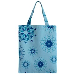 Blue Winter Snowflakes Star Zipper Classic Tote Bag by Mariart