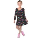 Christmas pattern Kids  Long Sleeve Velvet Dress View1