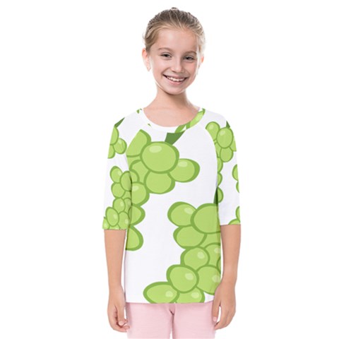 Fruit Green Grape Kids  Quarter Sleeve Raglan Tee by Mariart