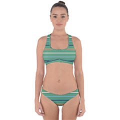 Horizontal Line Green Red Orange Cross Back Hipster Bikini Set by Mariart