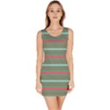 Horizontal Line Red Green Bodycon Dress View1