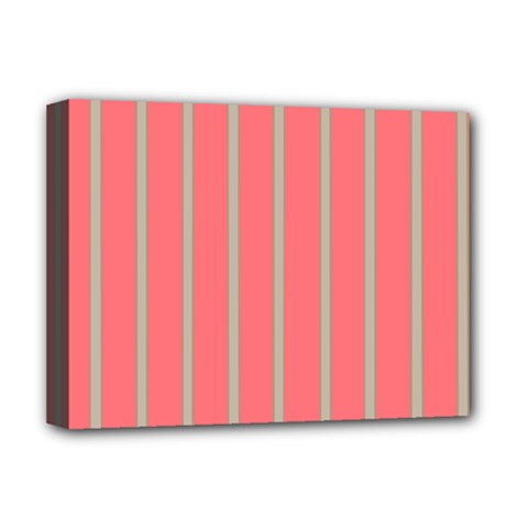 Line Red Grey Vertical Deluxe Canvas 16  X 12   by Mariart