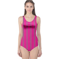 Pink Line Vertical Purple Yellow Fushia One Piece Swimsuit by Mariart