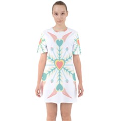 Snowflakes Heart Love Valentine Angle Pink Blue Sexy Sixties Short Sleeve Mini Dress by Mariart