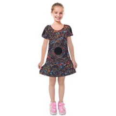 Space Star Light Black Hole Kids  Short Sleeve Velvet Dress by Mariart