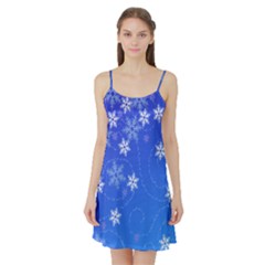 Winter Blue Snowflakes Rain Cool Satin Night Slip by Mariart