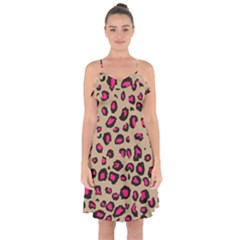 Pink Leopard 2 Ruffle Detail Chiffon Dress by TRENDYcouture