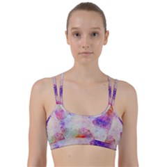 Watercolor Galaxy Purple Pattern Line Them Up Sports Bra by paulaoliveiradesign