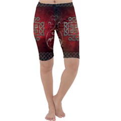 The Celtic Knot With Floral Elements Cropped Leggings  by FantasyWorld7