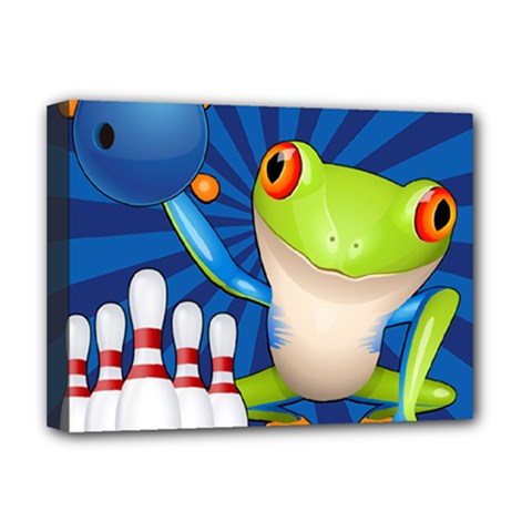 Tree Frog Bowling Deluxe Canvas 16  X 12   by crcustomgifts