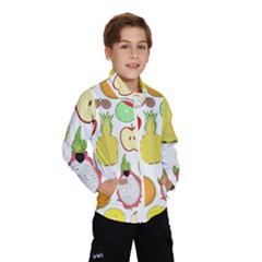 Mango Fruit Pieces Watermelon Dragon Passion Fruit Apple Strawberry Pineapple Melon Wind Breaker (kids) by Mariart