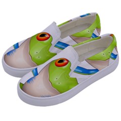 Tree Frog Bowler Kids  Canvas Slip Ons by crcustomgifts