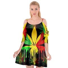 Marijuana Cannabis Rainbow Love Green Yellow Red Black Cutout Spaghetti Strap Chiffon Dress by Mariart