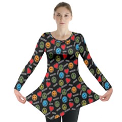 Pattern Halloween Peacelovevampires  Icreate Long Sleeve Tunic  by iCreate