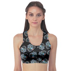 Pattern Halloween Zombies Brains Sports Bra by iCreate