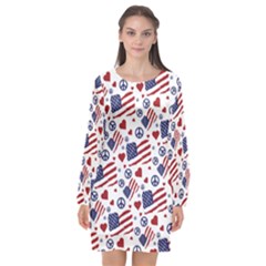 Peace Love America Icreate Long Sleeve Chiffon Shift Dress  by iCreate