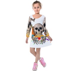 Halloween Candy Keeper Kids  Long Sleeve Velvet Dress by Valentinaart