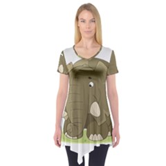 Cute Elephant Short Sleeve Tunic  by Valentinaart