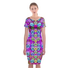 Festive Metal And Gold In Pop Art Classic Short Sleeve Midi Dress by pepitasart