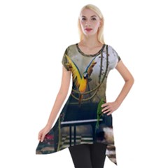 Funny Parrots In A Fantasy World Short Sleeve Side Drop Tunic by FantasyWorld7