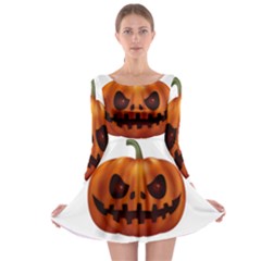 Halloween Pumpkin Long Sleeve Skater Dress by Valentinaart