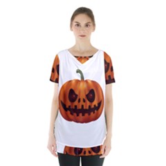 Halloween Pumpkin Skirt Hem Sports Top by Valentinaart