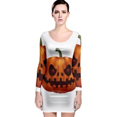 Halloween Pumpkin Long Sleeve Bodycon Dress by Valentinaart