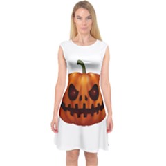 Halloween Pumpkin Capsleeve Midi Dress by Valentinaart